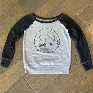 NWOT Gray and Black Graphic Sweatshirt SUPER soft wide neckline.